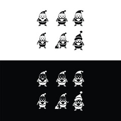 Fototapeta premium santaclaus cute logo vector,Santa Claus silhouette with gifts sack. Vector template on transparent background,santa claus silhouette set of illustration vector