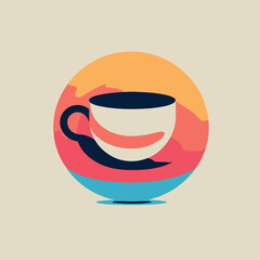 minimalist graphic design of tea cup Illustration