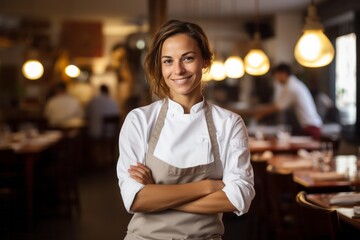 Fototapeta premium Culinary Joy: Women-Owned Restaurant Triumph.