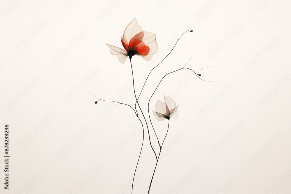 Poster a minimalist abstract silhouette of a flower, capturing its essence with just a few carefully placed