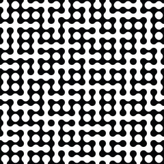Seamless black and white metaball conection, abstract background, connected dots, vector design
