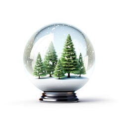 A transparent sphere containing a Miniature Christmas tree