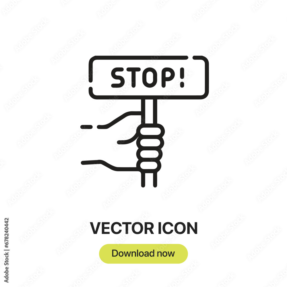 Poster stop icon vector. linear-style sign for mobile concept and web design. stop symbol illustration. pix