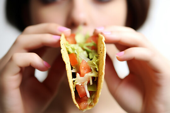 Savoring Tradition: Close-Up of a Woman's Mouth Enjoying Authentic Tortilla Delicacies AI generated