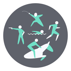 Modern pentathlon competition icon. Sport sign.
