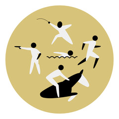 Modern pentathlon competition icon. Sport sign.