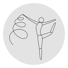 Rhythmic gymnastics competition icon. Sport sign. Line art.
