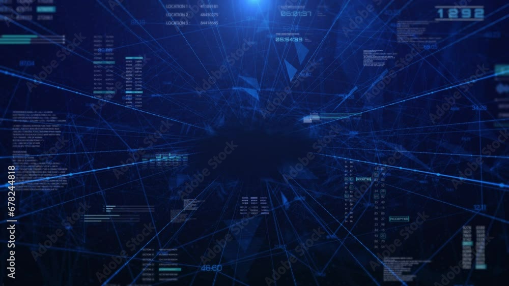 Leinwandbilder Technology digital cyber space tunnel network connection. Seamless loop of sci-fi fly through mysterious 3D concept 4K motion background