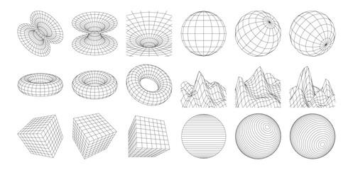 Geometric 3D shapes.