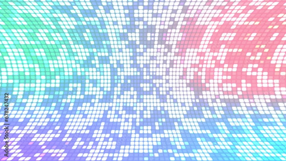 Poster 4k motion background with curving and blinking colorful polka dots like a kaleidoscope.