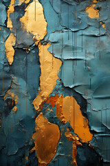 Fototapeta premium Abstract wall showing gold and blue, in the style of dripping paint. AI generative
