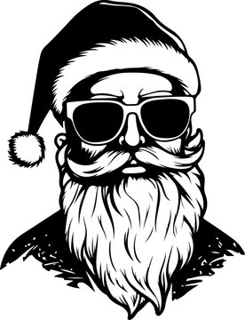 Hipster Santa SVG, Santa Hat SVG, Santa Face svg, Santa Biker svg, Funny Santa svg, Cool Santa svg