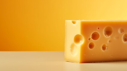 Dutch Gouda Cheese Fondue: Tempting Slice with Delicious Melted Cheese on a Minimal Background - obrazy, fototapety, plakaty