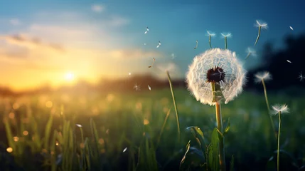 A dandelion blowing in the wind © Hassan