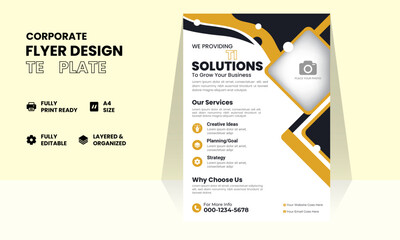 Flyer template layout design Orange Corporate business flyer mockup Creative modern vector flier concept with dynamic abstract shapes on background