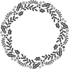 Winter wreath with red berries and pine twigs