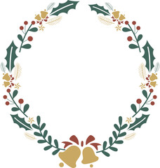 Winter wreath with red berries and pine twigs