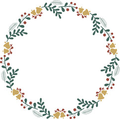 Winter wreath with red berries and pine twigs