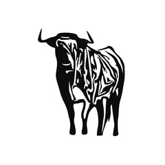 sketch of a bull with a transparent background from line elements for making logos and symbols