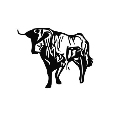 sketch of a bull with a transparent background from line elements for making logos and symbols