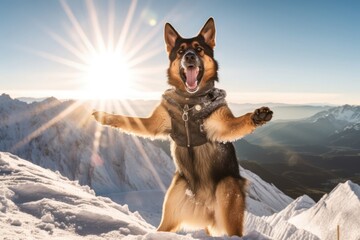 Majestic Canine in the Winter Wonderland Generative AI