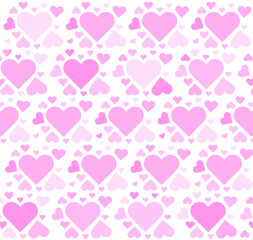 Love pattern of different pink shades of hearts