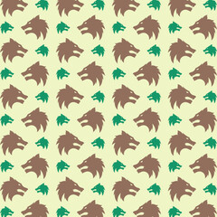 Wolf trendy design repeating seamless pattern vector illustration background
