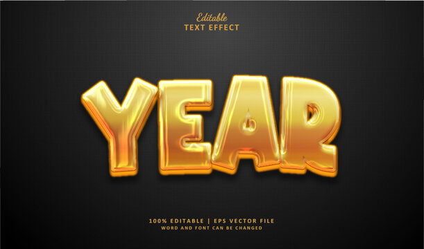 Year Editable Text Effect Style 3d Gold Balloon For Happy New Year 2024