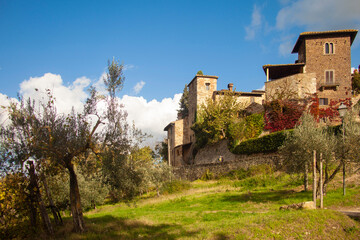 Fototapeta na wymiar Italia, Toscana, il Chianti in autunno, il paese di Montefioralle.
