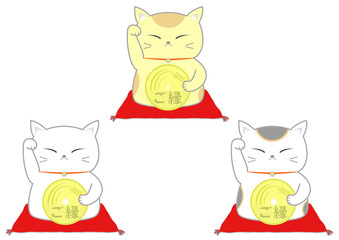 大きなご縁と小さな金運アップを手招く可愛いまねき猫のイラスト
