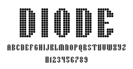 Set of alphabets font letters and numbers modern abstract design LED digital pixel concept vector illustration