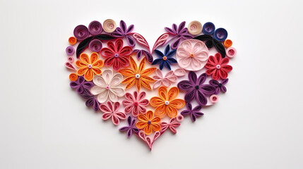 Art heart made of flowers paper cut craft	
