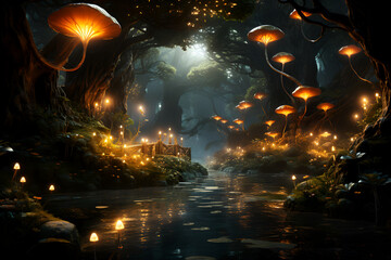 Fototapeta premium Magical fairy tale forest generated AI