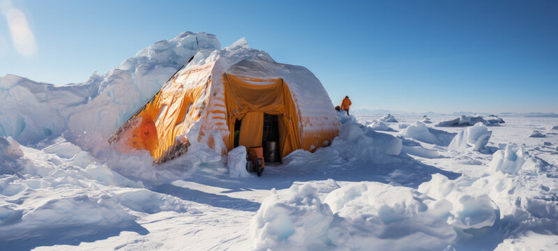 Intense tent pitching demonstration amidst alpine snow for crucial rescue operations 