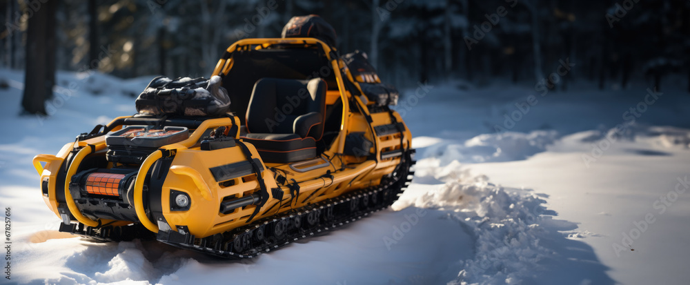 Aufkleber emergency sled prepared for rescue mission background with empty space for text