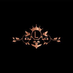 creative letter logo design with golden color