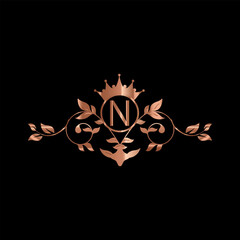 creative letter logo design with golden color