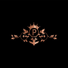 creative letter logo design with golden color