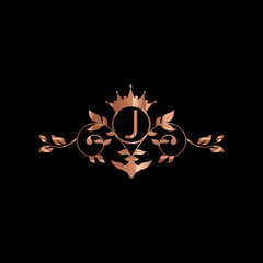 creative letter logo design with golden color