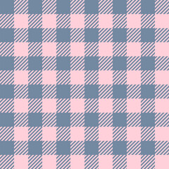 Buffalo Plaid seamless patten. Vector checkered pink and gray plaid textured background. Traditional gingham fabric print. Flannel winter plaid texture for fashion, print, design.