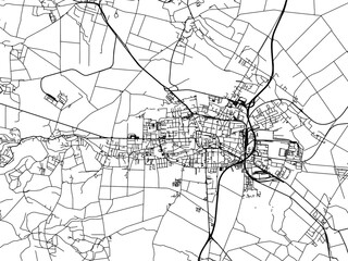 Vector road map of the city of Prostejov in the Czech Republic with black roads on a white background.