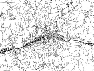 Vector road map of the city of Zlin in the Czech Republic with black roads on a white background. - obrazy, fototapety, plakaty
