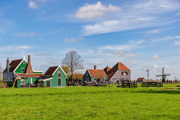 Fototapeta premium Dutch traditional house at Zaanse Schans Village near Amsterdam Netherlands