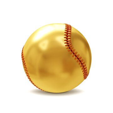 Golden baseball ball isolated on white background. 3d-rendering