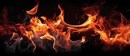 Fototapeta premium Hot Fire flames on black background AI generated image