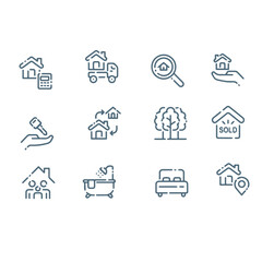 Set of line icons related to real estate
