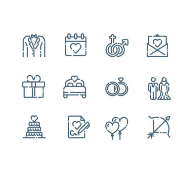 Minimal wedding icon set 