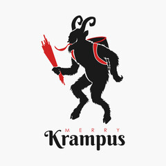 merry krampus greeting card template on white background vector