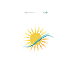 White vector background with sun icon for weather design