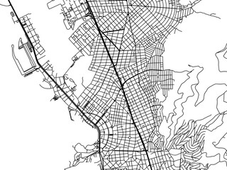 Vector road map of the city of Glyfada in Greece with black roads on a white background.